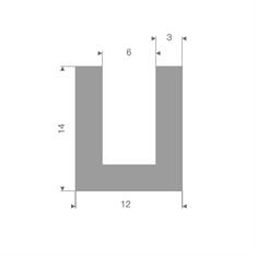 Volrubber U-profiel grijs 6mm / BxH= 12x14mm (L=25m)