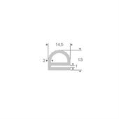 Volrubber U-profiel lichtgrijs voor koelkast BxH=14,5x13mm (L=25m)