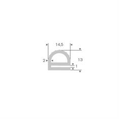 Volrubber U-profiel lichtgrijs voor koelkast BxH=14,5x13mm (L=25m)