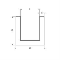 Volrubber U-profiel wit 8mm / BxH=12x12mm (L=50m)